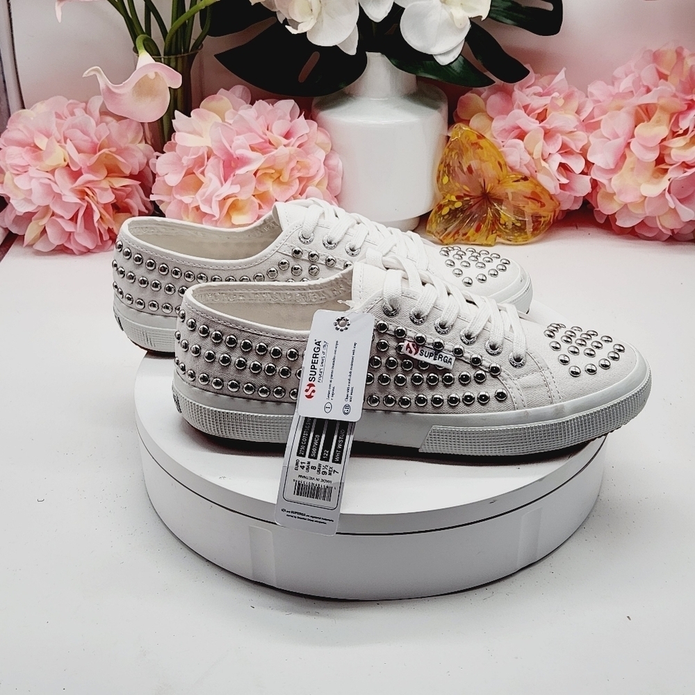 Superga 2750 COTSTUDS1W White Studded Sneakers - Picture 9 of 15